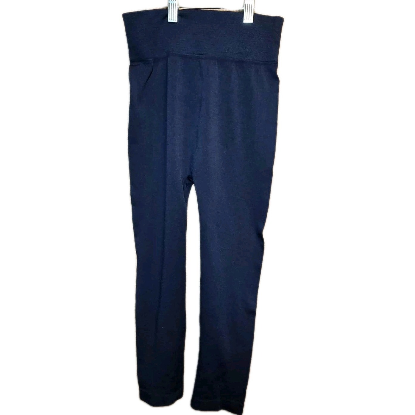 Yelete Women's Leggings One Size Fits Most Navy Blue Stretch Pants